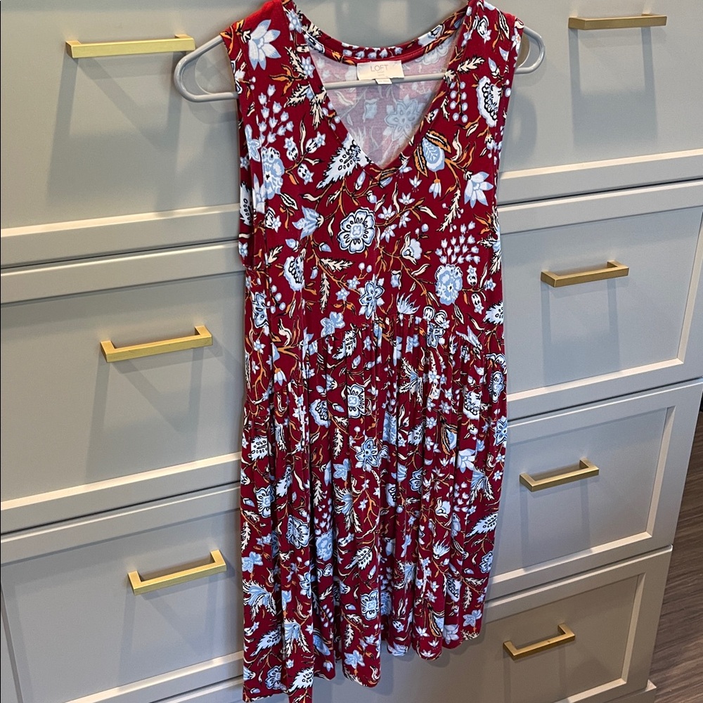 LOFT Red and White Floral dress
